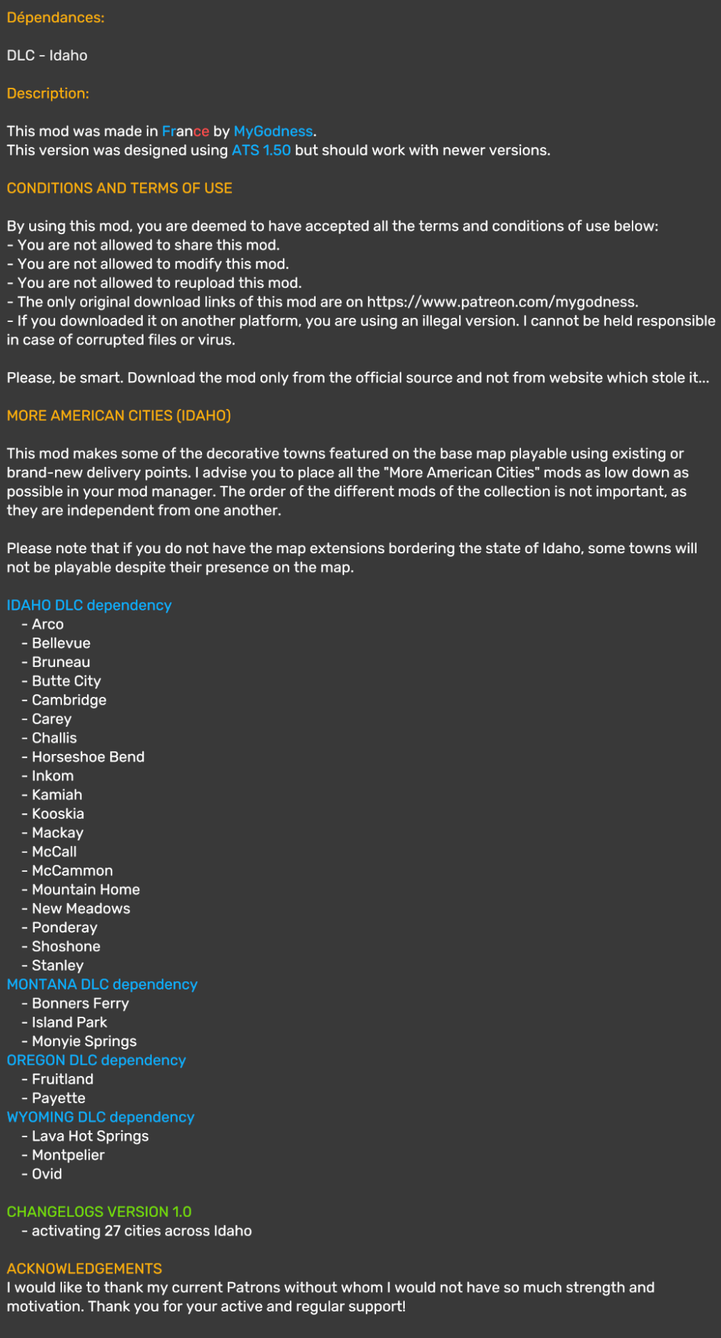 Mod description